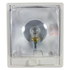 Arcon® 11824 - Economy Series Rectangular Surface Mount Incandescent Single Bulb Overhead Dome Light With Switch (6.3"L X 5.5"W X 1.6"D)