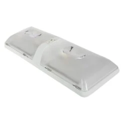 Camco® 41320 - Rectangular Surface Mount Incandescent Double Bulbs Overhead Light With Switch (12.0"L X 4.3"W X 1.5"D)