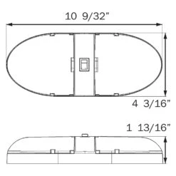 Optronics® - RVILL33/34 SERIES Oval 920 Lm LED Overhead Light With On/Off Switch (10.28"W X 4.17"H X 1.7"D) -Auto Lighting Accessories Shop rvill34fs 2